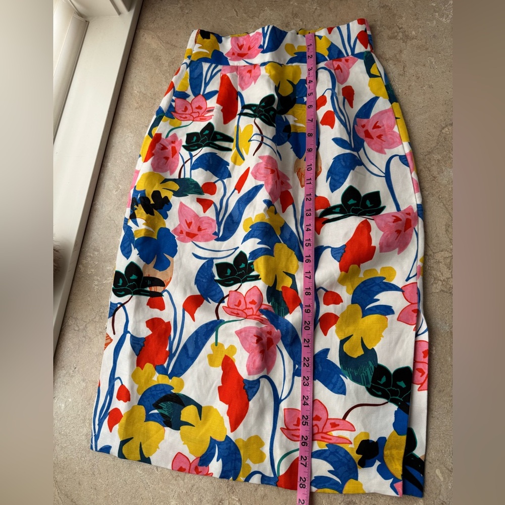 J.Crew Floral Lyocell, Linen Skirt, Size 2 - Picture 2 of 11